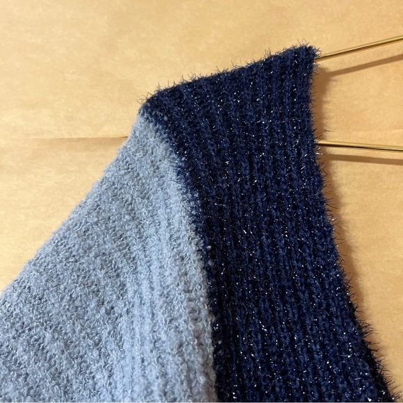 Superdown | NWT Lanah Wrap Sweater Crossover Front Blue Multi Metallic Size L - Picture 5 of 11